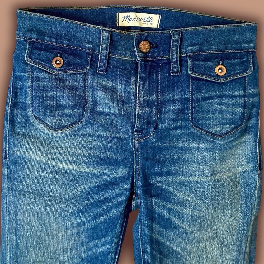 Madewell ‘9” High Rise Skinny Crop Jean Patch Pocket Edition’ in “Beltran” Wash - Picture 5 of 15